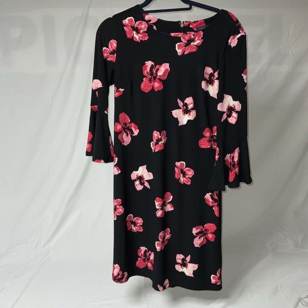 Tommy Hilfiger Floral Dress Women's  Size‎ 4 Black Red
